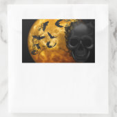 Halloween Beängstigend Scene 12 BLK Skull & Bats Rechteckiger Aufkleber (Tasche)