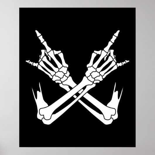 Halloween Beängstigend Skeleton Rocker Hands Poster (Vorne)