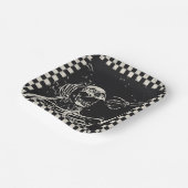 Halloween Beängstigend Skelett Schwarz-weiß Checke Pappteller (Gewinkelt)