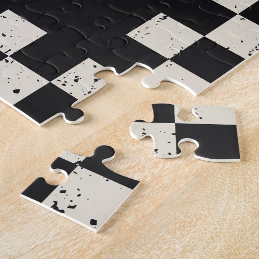 Halloween Beängstigend Skelett Schwarz-weiß Checke Puzzle (Seite)