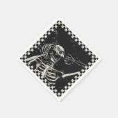 Halloween Beängstigend Skelett Schwarz-weiß Checke Serviette (Ecke)