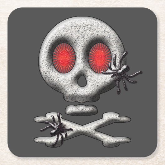 Halloween Beängstigend Skull Spiders Rechteckiger Pappuntersetzer (Vorderseite)