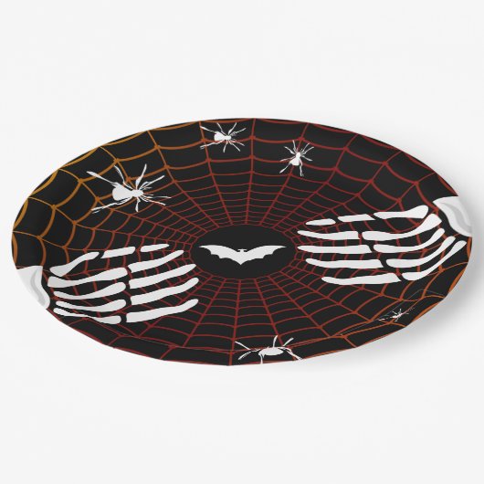 Halloween Beängstigend Spider Pattern Pappteller (Schrägansicht)