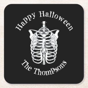 Halloween Beängstigend Spooky Creepy Skeleton Rechteckiger Pappuntersetzer