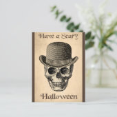 Halloween Beängstigend Spooky Skeleton Skull Vinta Postkarte (Stehend Vorderseite)