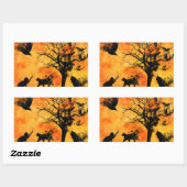 Halloween Beängstigend Szene 10 schwarze Katzen Fl Rechteckiger Aufkleber (Blatt)