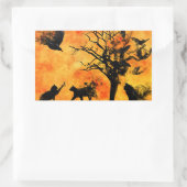 Halloween Beängstigend Szene 10 schwarze Katzen Fl Rechteckiger Aufkleber (Tasche)