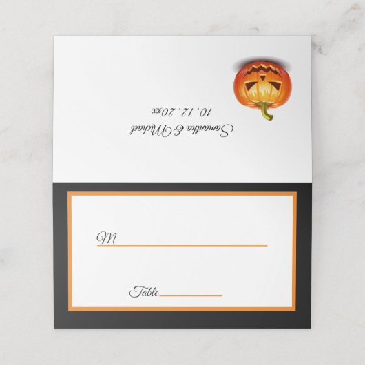 Halloween Beängstigend Tree Personalize Names Date Platzkarte (Außenseite Aufgefaltet)