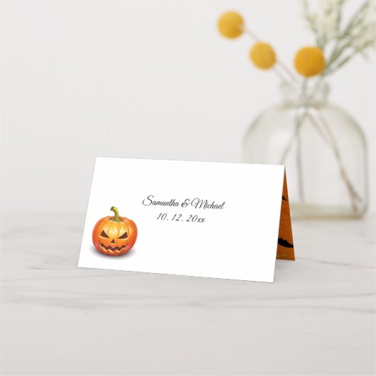 Halloween Beängstigend Tree Personalize Names Date Platzkarte (Rückseite)