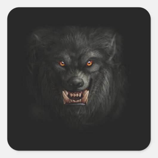 Halloween Beängstigend Werewolf Quadratischer Aufkleber (Vorderseite)