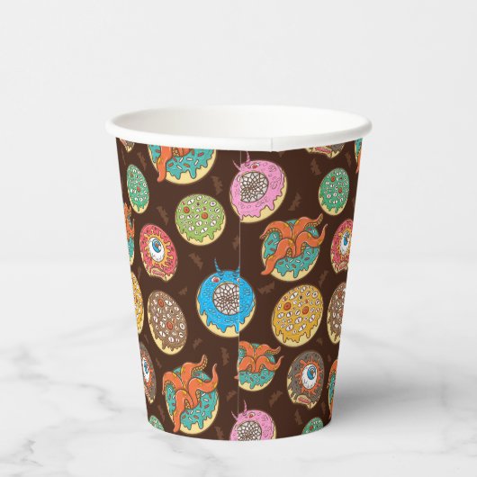Halloween Beängstigende Donut-Musterpapier-Cups Pappbecher (Rechts)