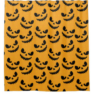 Halloween: beängstigende Gesichter, Vintager Stil. Duschvorhang