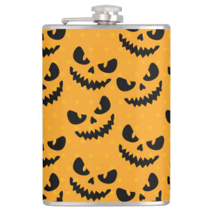 Halloween: beängstigende Gesichter, Vintager Stil. Flachmann
