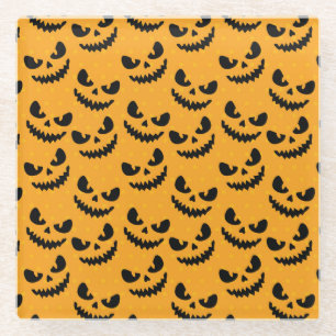 Halloween: beängstigende Gesichter, Vintager Stil. Glasuntersetzer