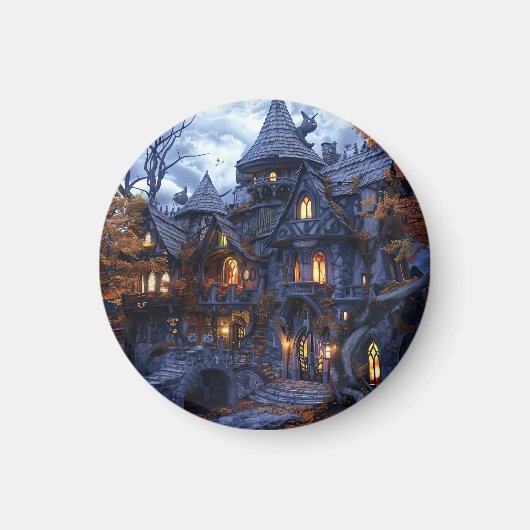 Halloween Beängstigende Hexenburg Magnet (Vorne)