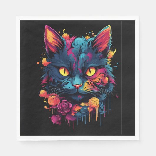 Halloween/Beängstigende Katze/Tag der Toten Serviette (Vorderseite)