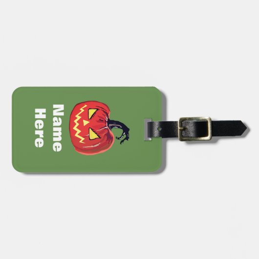 Halloween Beängstigende Pumpkin Individuelle Name Gepäckanhänger (Vorderseite horizontal)