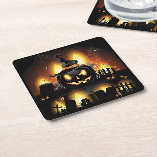 Halloween - Beängstigende Pumpkins mit allen Optio Rechteckiger Pappuntersetzer (angewinkelt)