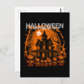 HALLOWEEN BEÄNGSTIGENDE, SPUK HAUSSKULLS POSTKARTE (Vorne/Hinten)