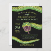 Halloween Beängstigender grüner Schlangenschlauch Einladung (Vorderseite)