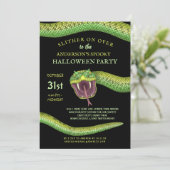 Halloween Beängstigender grüner Schlangenschlauch Einladung (Stehend Vorderseite)