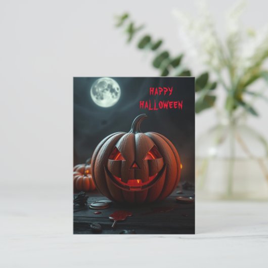 Halloween beängstigender Kürbis Feiertagskarte (Stehend Vorderseite)