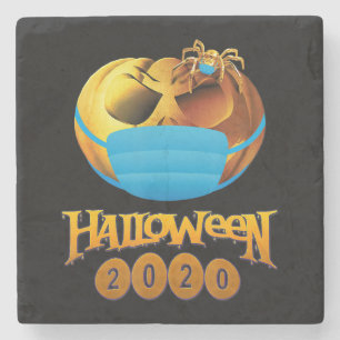 Halloween Beängstigender Kürbis und Spinne mit Mas Steinuntersetzer