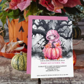 Halloween Beängstigender rosa Kürbis und Spuk Abbi Einladung