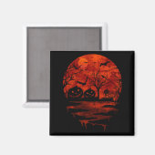 HALLOWEEN BEÄNGSTIGENDER ROTER MOON MAGNET (Vorderseite/Rückseite)