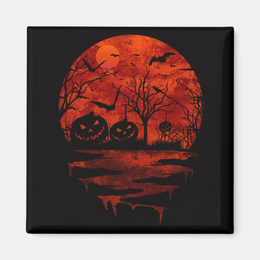 HALLOWEEN BEÄNGSTIGENDER ROTER MOON MAGNET (Vorne)