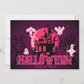 Halloween Beängstigender Schlossgast und Lila rosa Karte (Vorderseite)