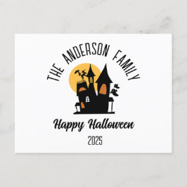 Halloween Beängstigender Spuk Hausname Personalisi Feiertagspostkarte