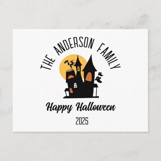 Halloween Beängstigender Spuk Hausname Personalisi Feiertagspostkarte (Vorderseite)