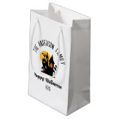 Halloween Beängstigender Spuk Hausname Personalisi Kleine Geschenktüte (Rückseite Schrägansicht)