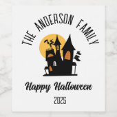 Halloween Beängstigender Spuk Hausname Personalisi Weinetikett (Einzelnes Label)