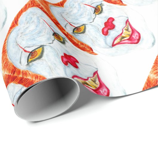 Halloween beängstigendes Clown2 Geschenkpapier (Rolleneckpunkt)