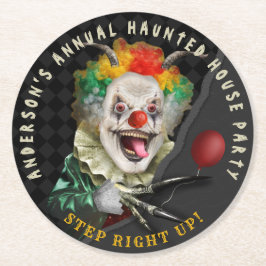 Halloween Beängstigendes Clown Adult Creepy Circus Runder Pappuntersetzer