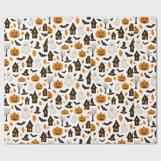 Halloween Beängstigendes Muster - Spooky & Festiva Geschenkpapier (Flach)