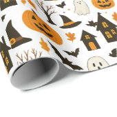 Halloween Beängstigendes Muster - Spooky & Festiva Geschenkpapier (Rolleneckpunkt)