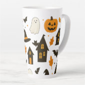 Halloween Beängstigendes Muster - Spooky & Festiva Milchtasse (Rechte Ecke)