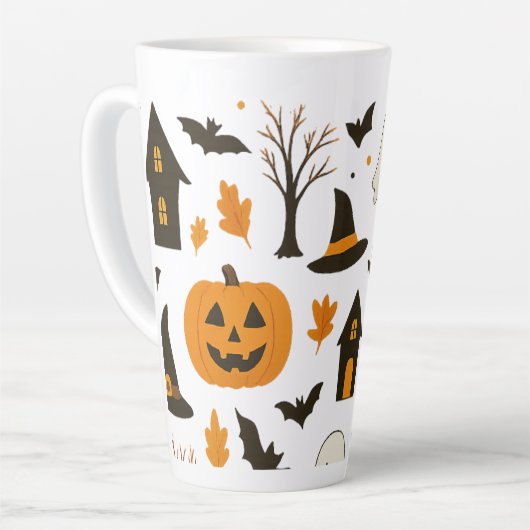 Halloween Beängstigendes Muster - Spooky & Festiva Milchtasse (Linke Ecke)