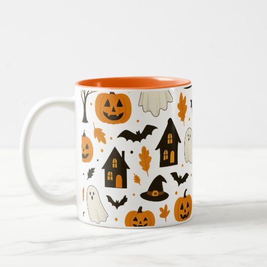 Halloween Beängstigendes Muster - Spooky & Festiva Zweifarbige Tasse (Links)