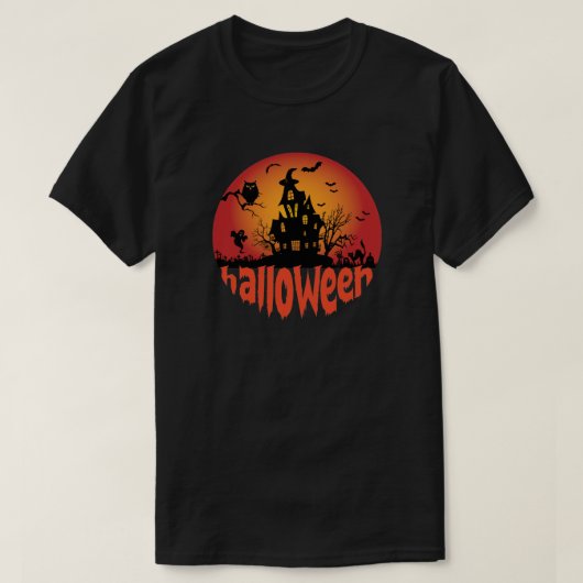 Halloween Beängstigendes Nachtwitscherhaus T-Shirt (Design vorne)