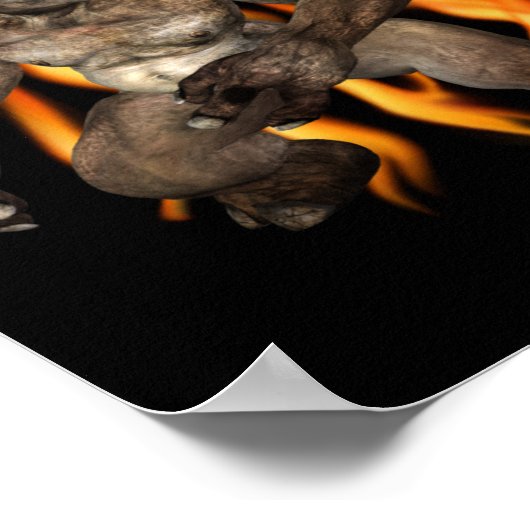 Halloween Beängstigendes Oger und Dämonen in Flamm Poster (Ecke)