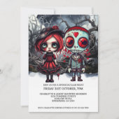 Halloween-Beängstigendes Puppenkuppel in Holz Einladung (Vorderseite)