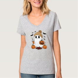 Halloween Beanie Pumpkin Drink & Roses T-Shirt