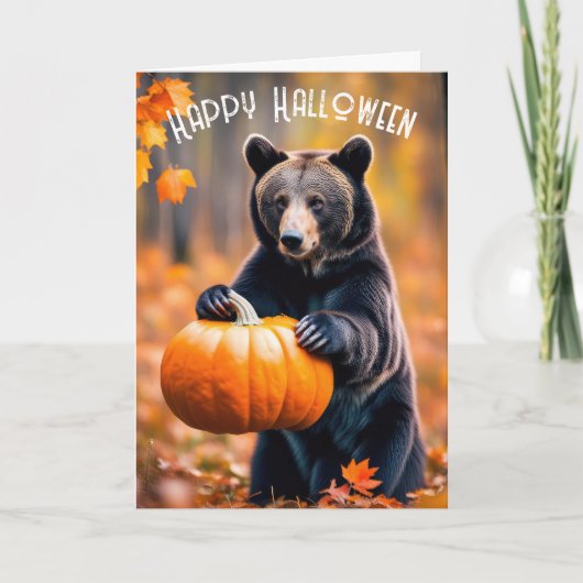 Halloween Bear mit Pumpkin Feiertagskarte (Vorderseite)