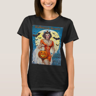 Halloween Beauty - Retro-Button T-Shirt