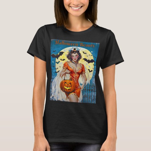 Halloween Beauty - Retro-Button T-Shirt (Vorderseite)