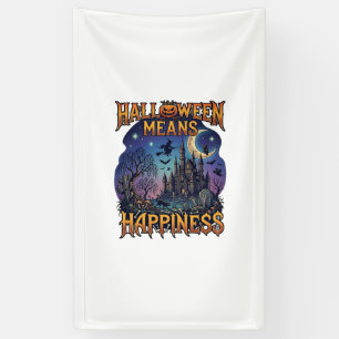 Halloween bedeutet Glück Gespensterschloss Hexe Mu Banner